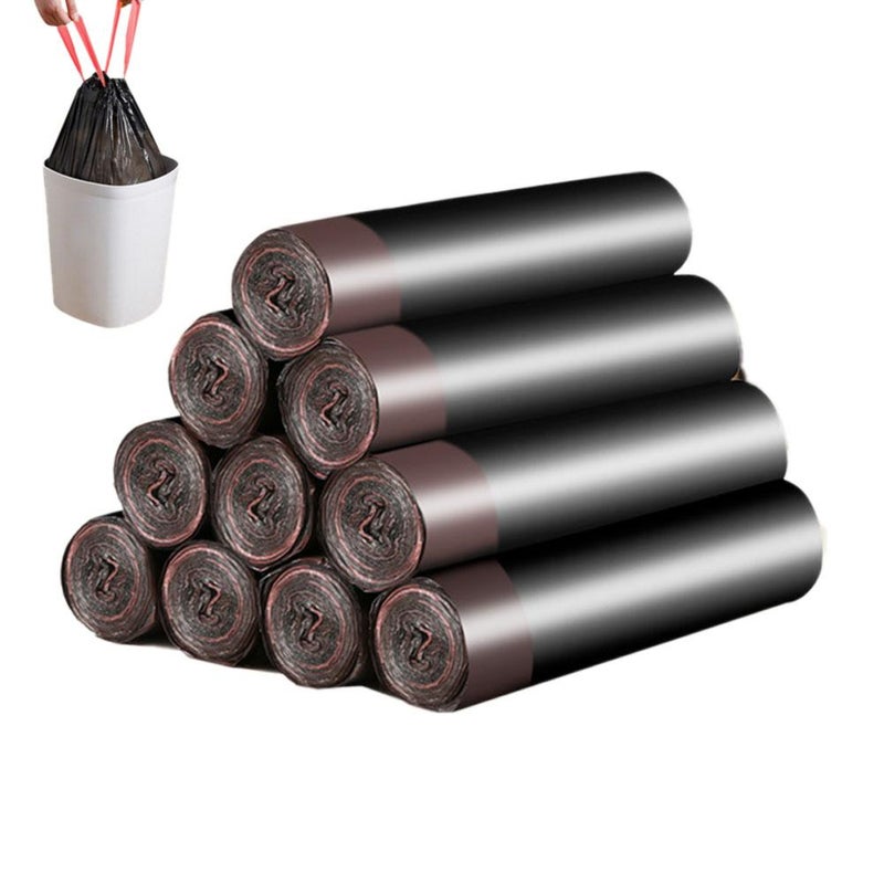 Disposable drawstring garbage bags, thickened, puncture-resistant and leak-proof, for kitchen and office use.